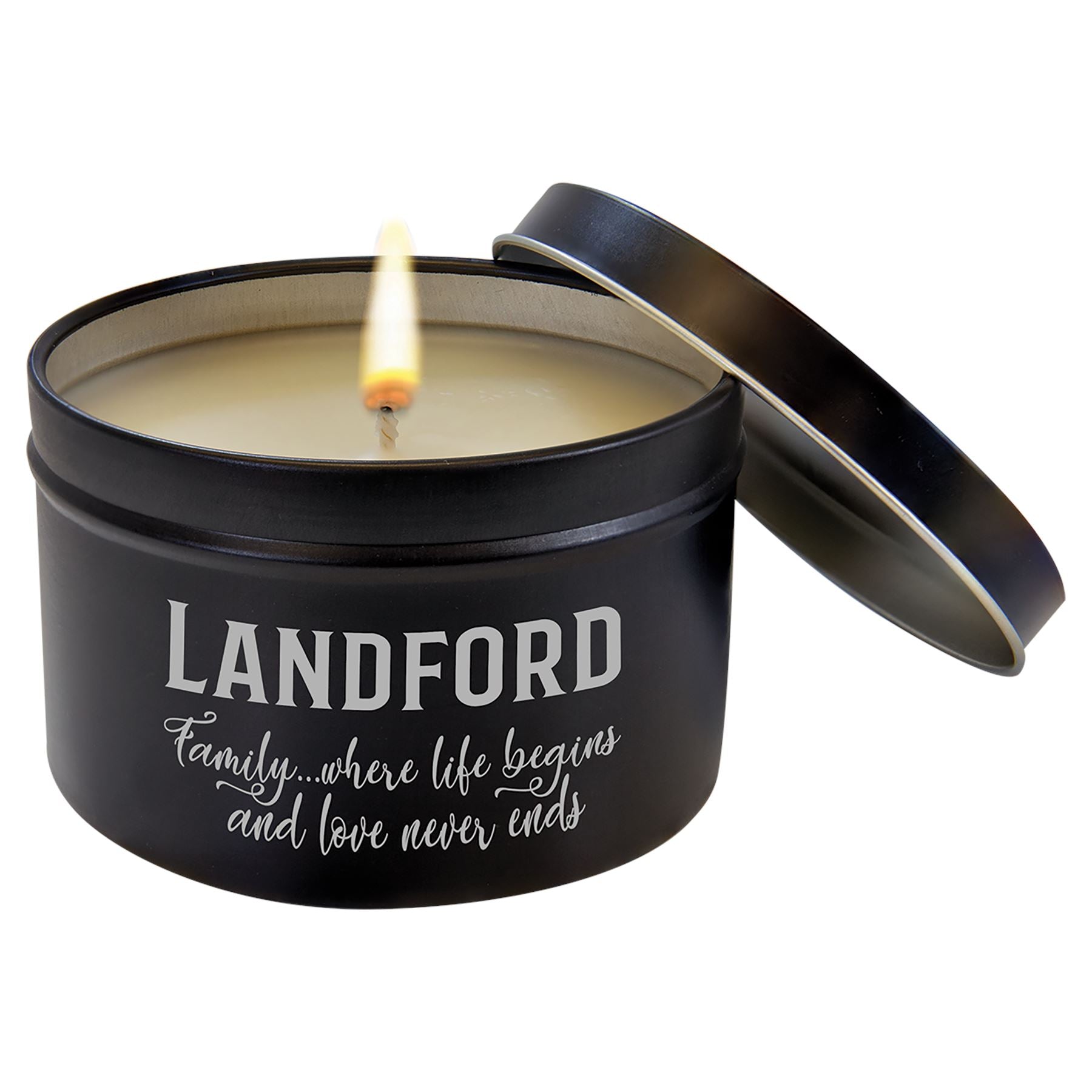 Scented Candle in a Black Metal Tin, 8oz, Laser Engraved